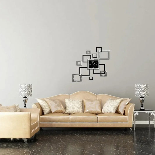 Modern Design Big Wall Clock Yabuli Mirror Mute Simple Creative Home Decor Quartz Clock DIY Sticker 3D Decorative Clock