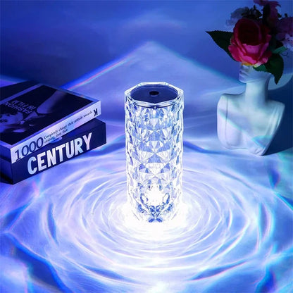 Crystal Table Lamp for Bedroom 16 Colors Touch/Remote Dimmable Night Light USB LED Bedside Diamond Rose Lamp