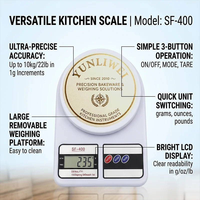 Electronic Digital Kitchen Scale SF-400 10kg/1g Food Weight Scale Baking Cookin Diet Precision Balance Measuring Tool Food Scale