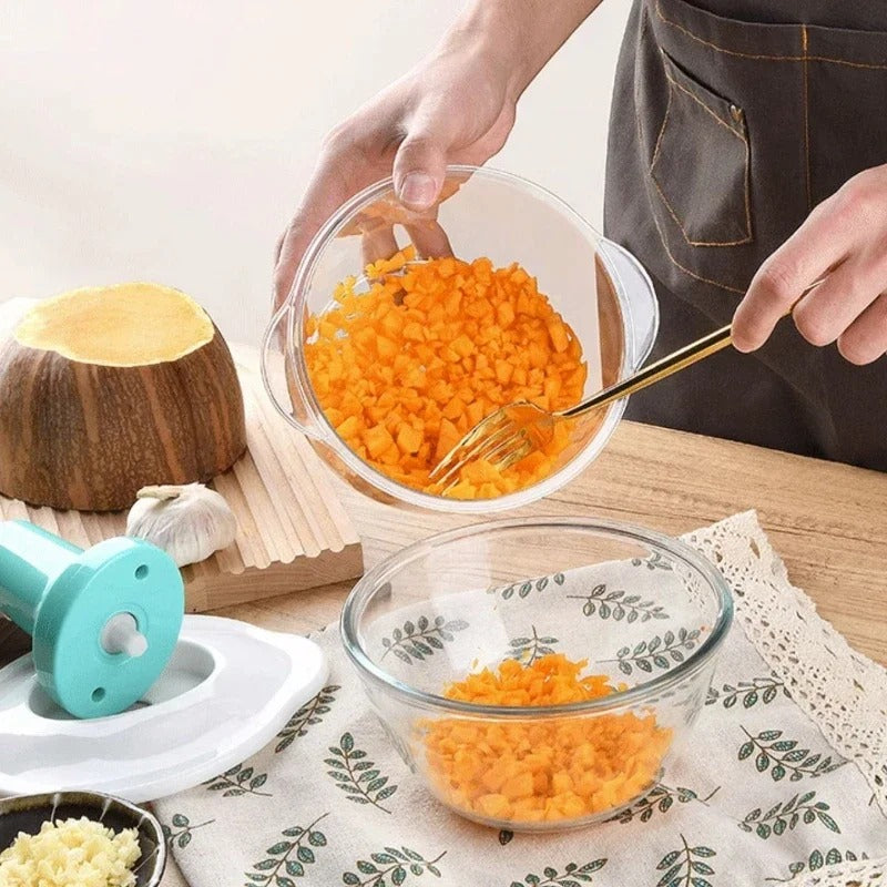 Manual Press Garlic Paste Processor, Press Type Vegetable Slicer, Household Multifunctional Meat Grinder