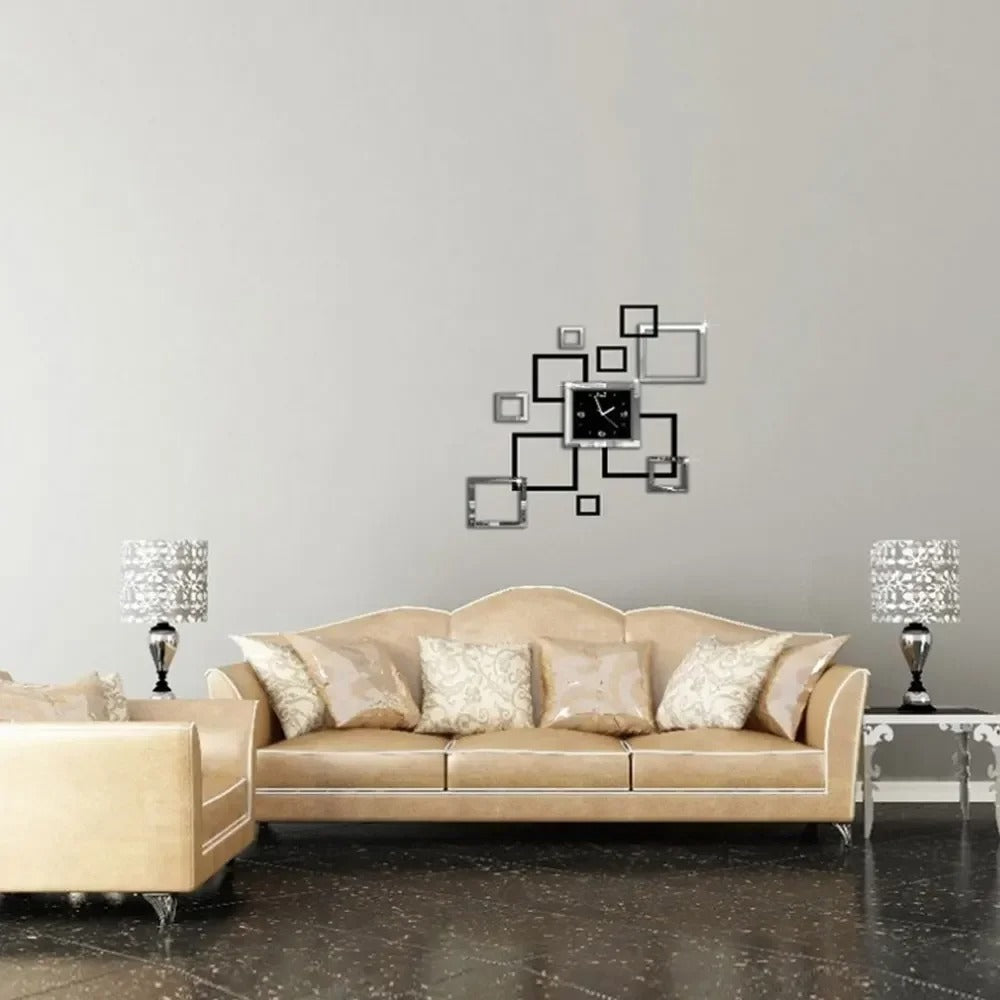 Modern Design Big Wall Clock Yabuli Mirror Mute Simple Creative Home Decor Quartz Clock DIY Sticker 3D Decorative Clock