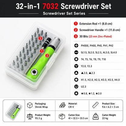 32 in 1 Multifunctional Screwdriver Set Magnetic Screw Driver Bits Mini Household Repair Tool for Phone Watch PC TV