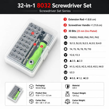 32 in 1 Multifunctional Screwdriver Set Magnetic Screw Driver Bits Mini Household Repair Tool for Phone Watch PC TV