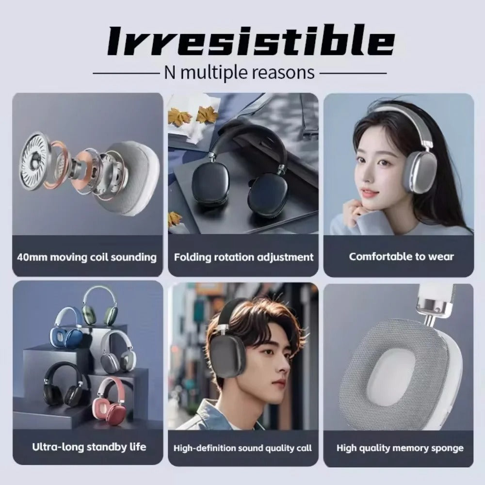 ANC Hybrid Noise Cancelling Wireless Bluetooth 5.4 Headphone 40MM Speaker Music Sports Over the Ear HiFi Headsets for iphone