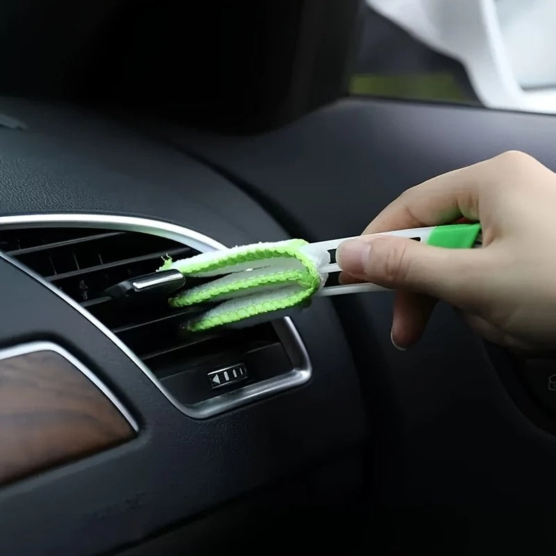 2-in-1 Car Air Vent Cleaning Brush-Washable Air Conditioning Curtain Dust Brush for Cleaning Vehicle Interior Details Corners