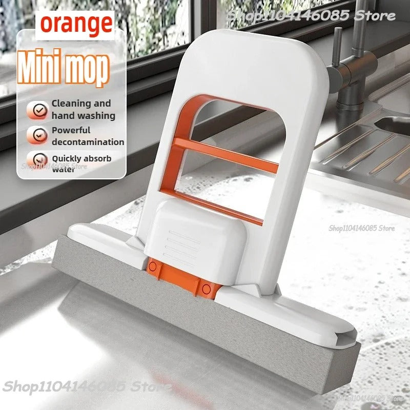 Mini Sponge Mop Hand-free Wash Mops Mini Portable Super Absorbent Mop for Desktop Floor Bathroom Kitchen Glass Car Cleaning