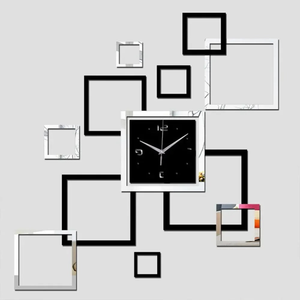 Modern Design Big Wall Clock Yabuli Mirror Mute Simple Creative Home Decor Quartz Clock DIY Sticker 3D Decorative Clock