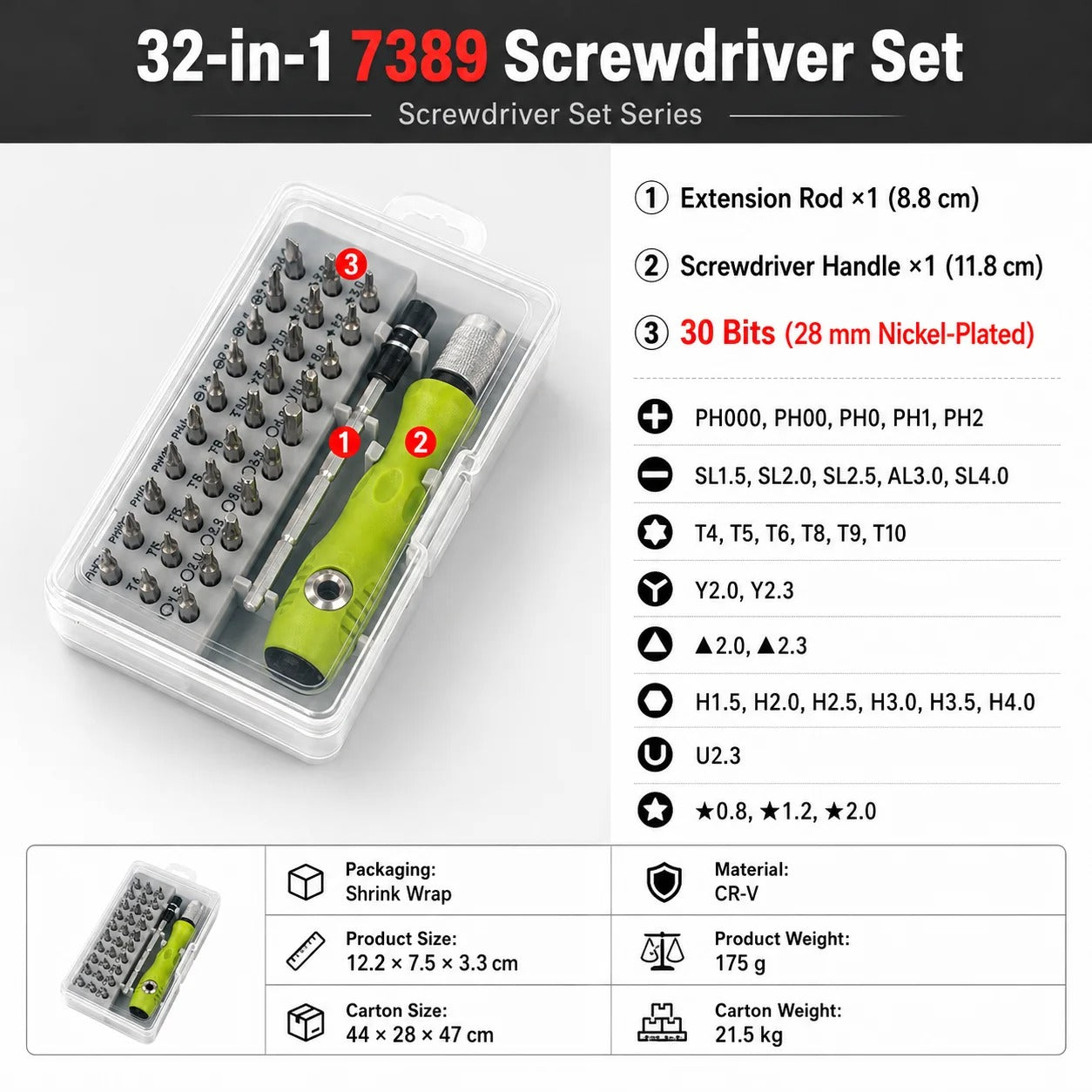 32 in 1 Multifunctional Screwdriver Set Magnetic Screw Driver Bits Mini Household Repair Tool for Phone Watch PC TV