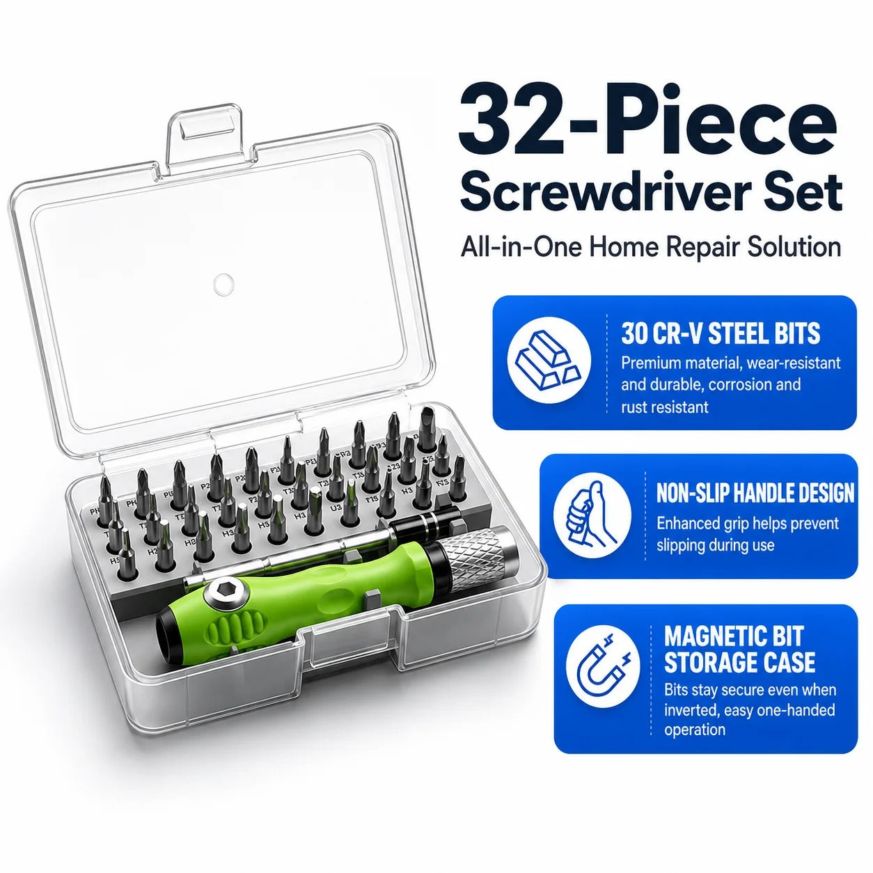 32 in 1 Multifunctional Screwdriver Set Magnetic Screw Driver Bits Mini Household Repair Tool for Phone Watch PC TV