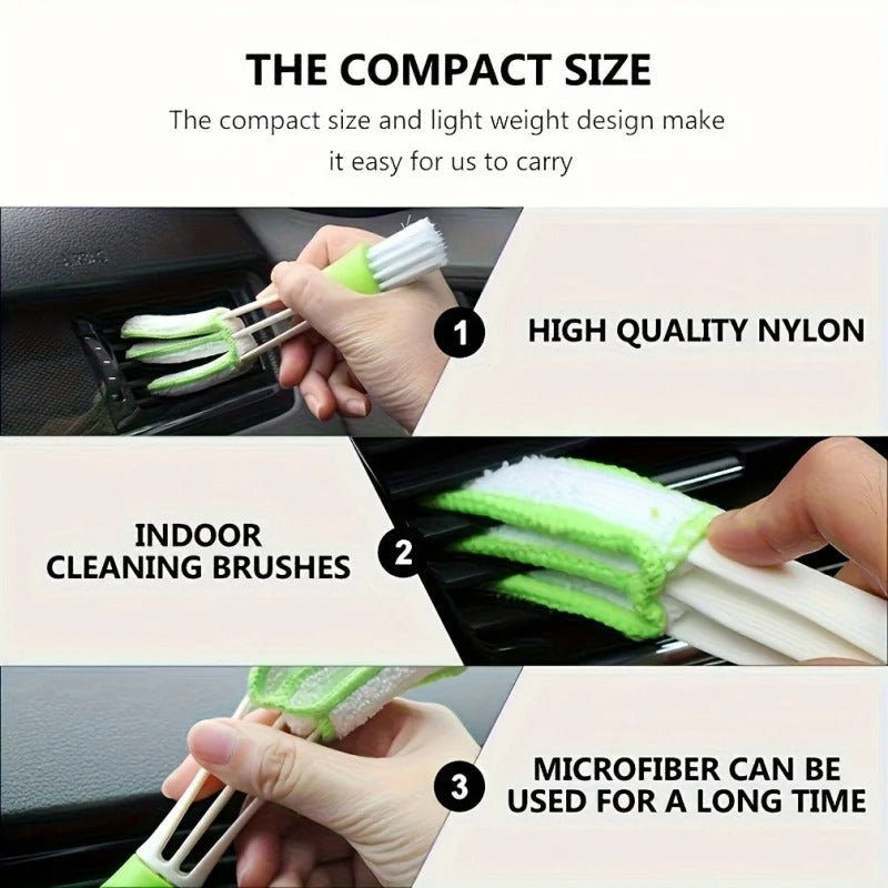 2-in-1 Car Air Vent Cleaning Brush-Washable Air Conditioning Curtain Dust Brush for Cleaning Vehicle Interior Details Corners