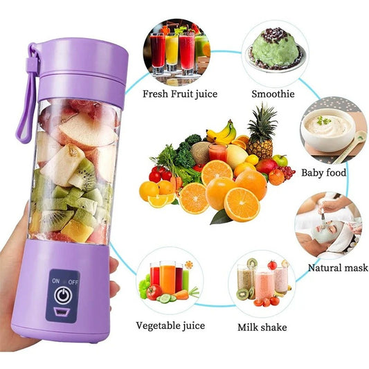 Portable Fruit Juice Cup USB Rechargeable Electric 6 Blades Juicer Cup Machine Mini 380ml Blender Fruit Smoothie Food Juicer