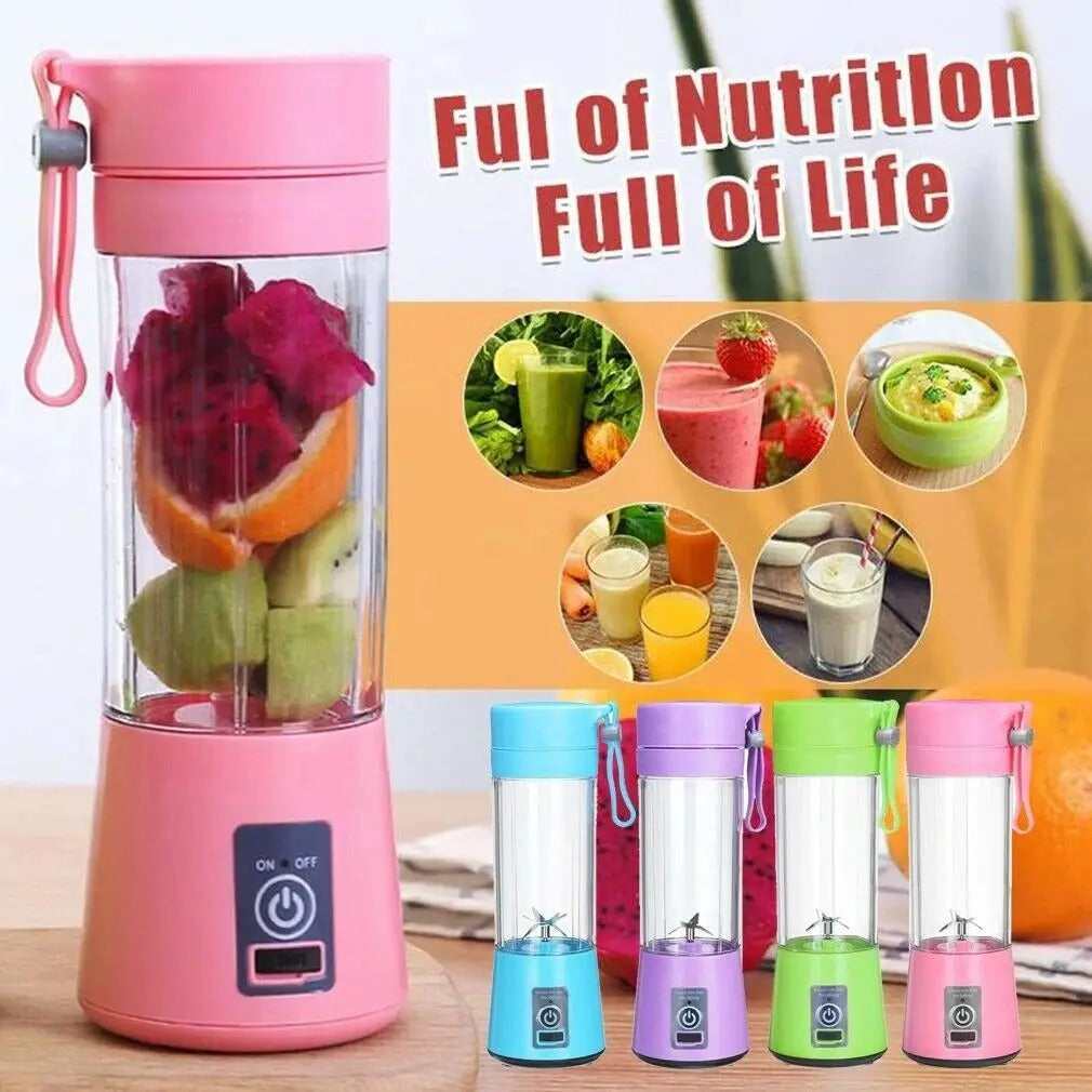 Portable Fruit Juice Cup USB Rechargeable Electric 6 Blades Juicer Cup Machine Mini 380ml Blender Fruit Smoothie Food Juicer