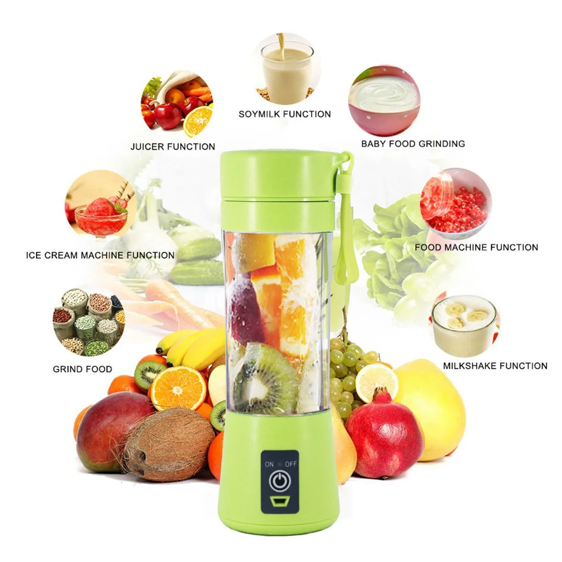 Portable Fruit Juice Cup USB Rechargeable Electric 6 Blades Juicer Cup Machine Mini 380ml Blender Fruit Smoothie Food Juicer