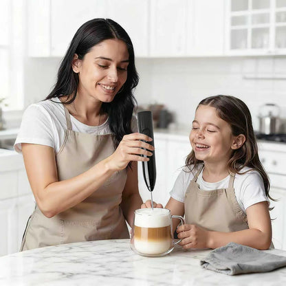 2-in-1 Milk Frother Wand Mini Handheld Milk Frother Whisk Rechargeable Drink Mixer for Coffee Lattes